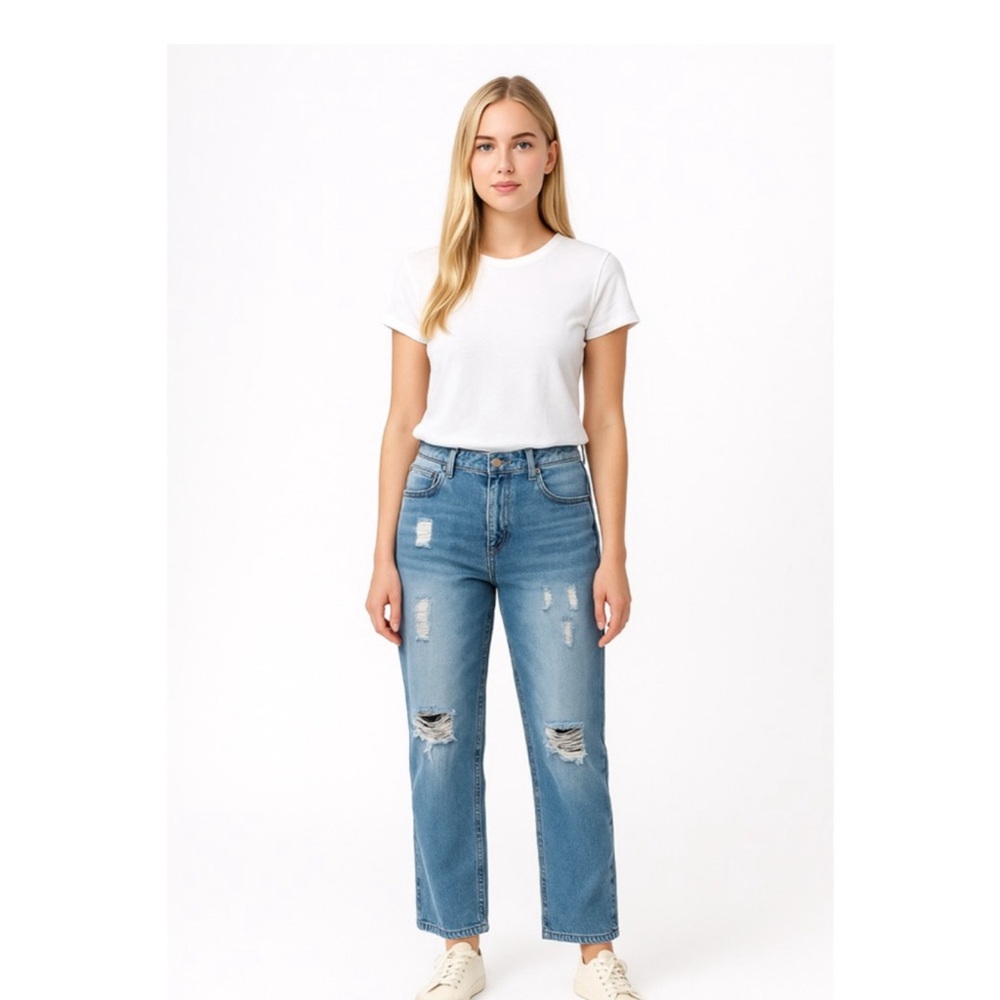 Stylish Blue Women's Straight Leg Jeans